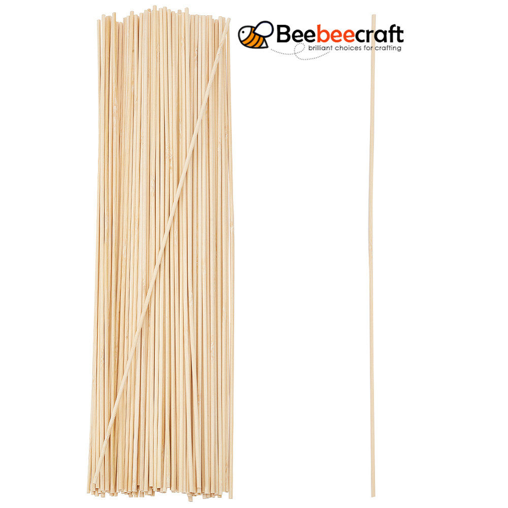 100pcs 100pcs Round Wood Sticks 15.7 inch Long Unfinished Wooden Strips ...