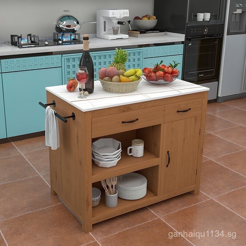Kitchen Island Stand Single Open American Style Solid Wood Sideboard ...