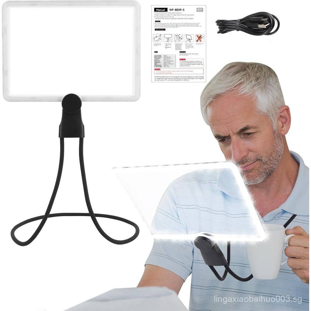 5X Hands Free Magnifying Glass with Light for Reading, Neck Wear ...