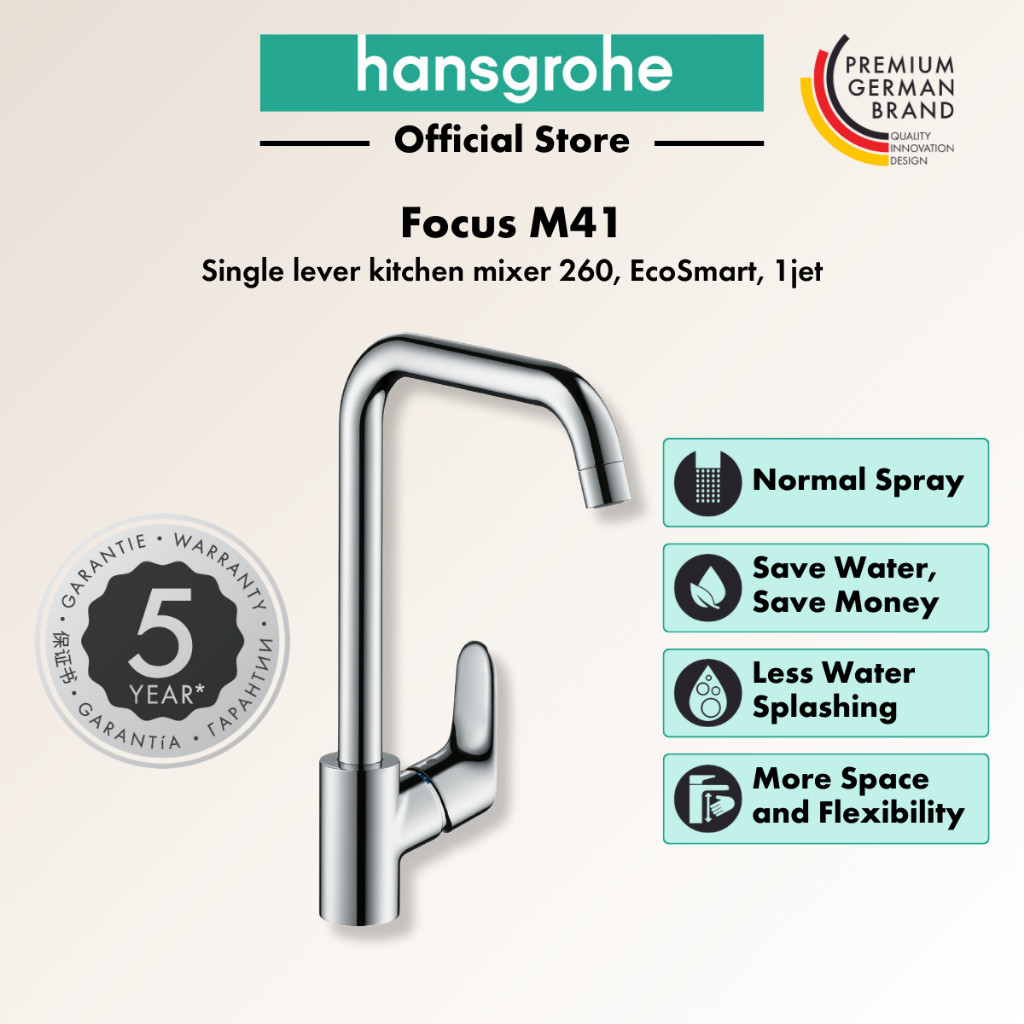 hansgrohe kitchen mixer Focus M41 - kitchen tap 260mm with normal spray ...