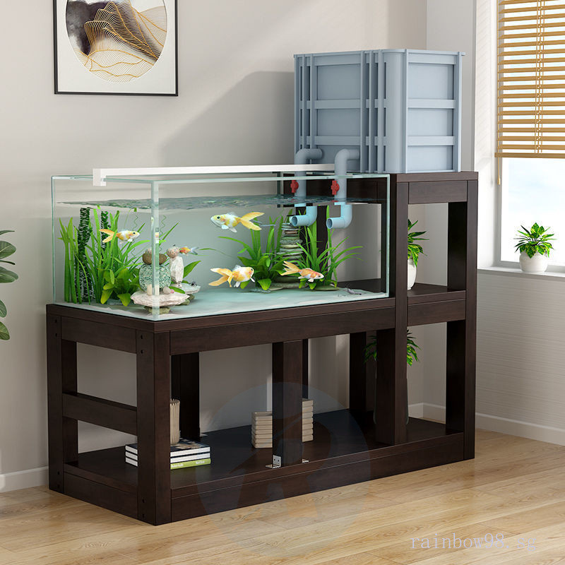 Simple Fish Tank Bottom Rack Solid Wood Shelf High and Low Combination ...
