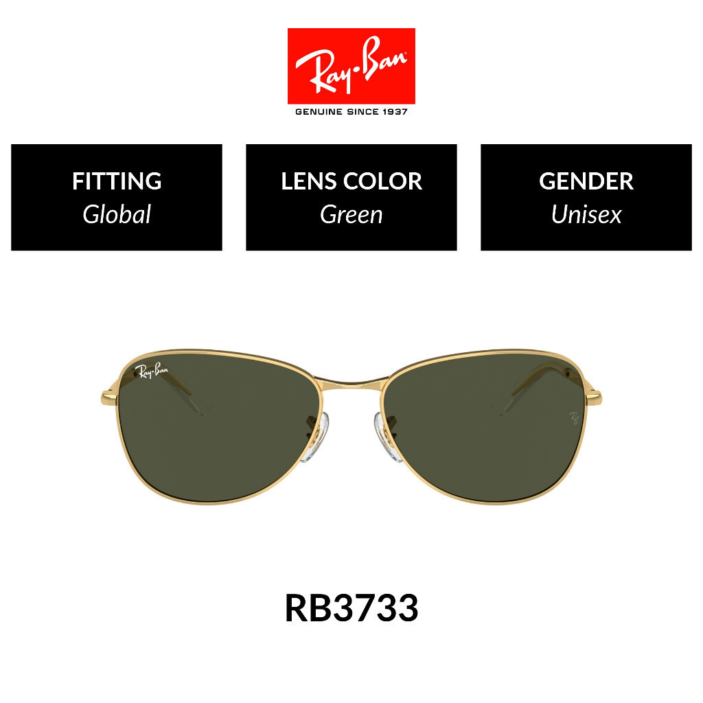 Ray-Ban RB3733 001/31 - GREEN | Unisex Global Fitting Sunglasses | Size ...