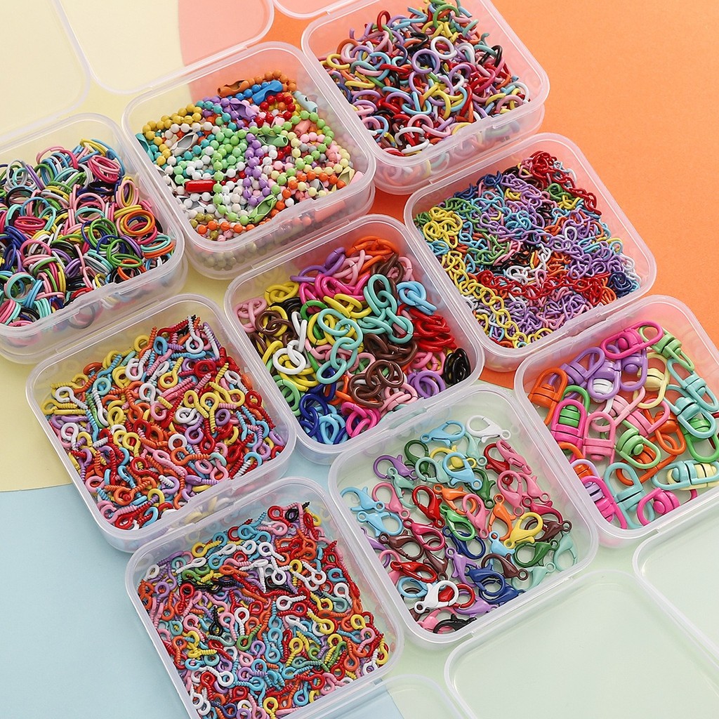 1 box Colorful Jump Rings/Lobster Clasps/Ball Chain/Screw Eye Pin ...