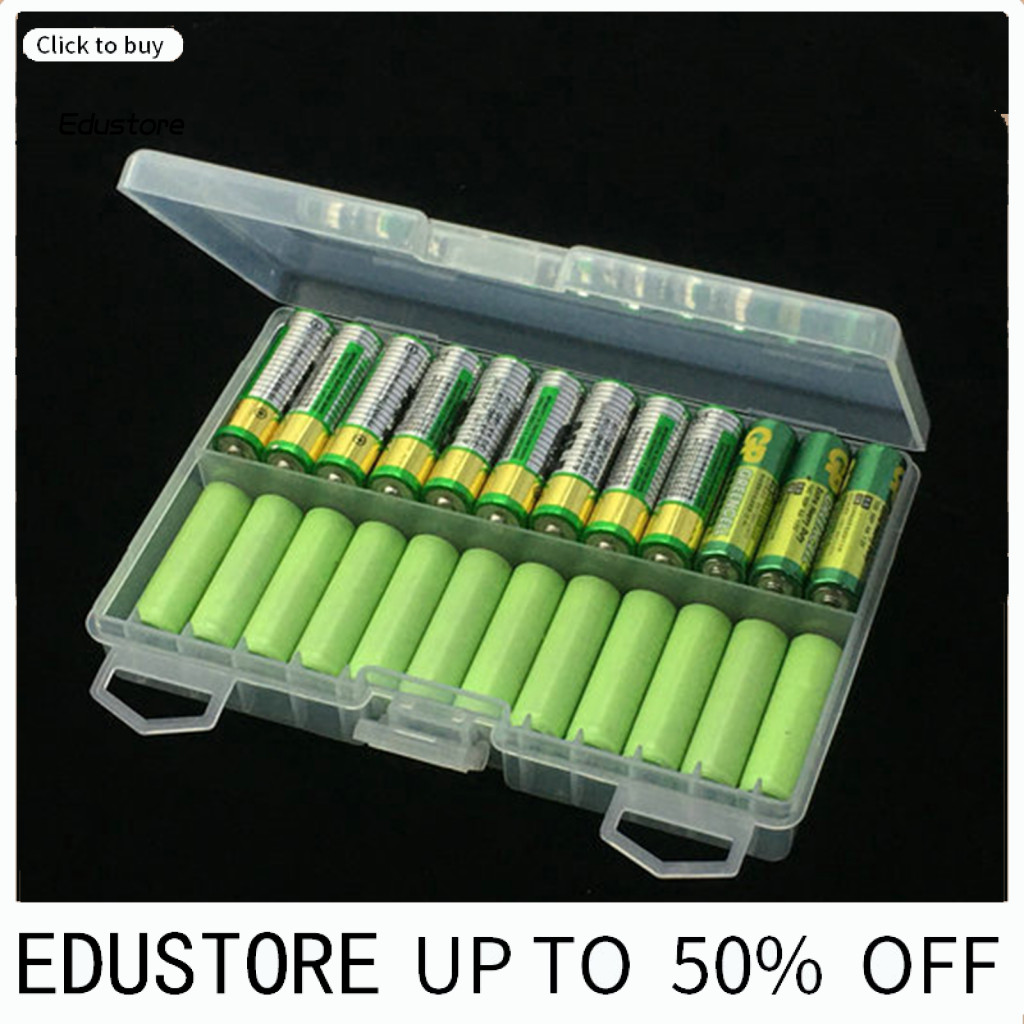Battery Storage Box Transparent Large Capacity Portable 48Pcs AA AAA ...