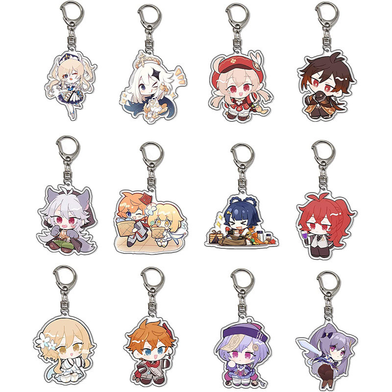 GENSHINIMPACT - 7-Character Keychain Set (Venti, Paimon, Barbara, Diluc ...