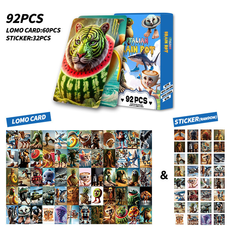 Brainrot Card 92pcs/box Tung Tung Tung Sahur Photocard Lomo Card with ...