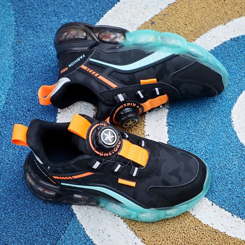 ANING ANINGBOY-sepatu sekolah anak laki laki Sepatu olahraga lari warna hitam sol lembut sepatu sneakers dan nyaman Fashion - Gambar 2