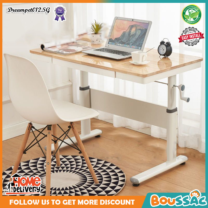 BOUSSAC Mobile Computer Table With Wheels Learning Wood Study Desk For ...