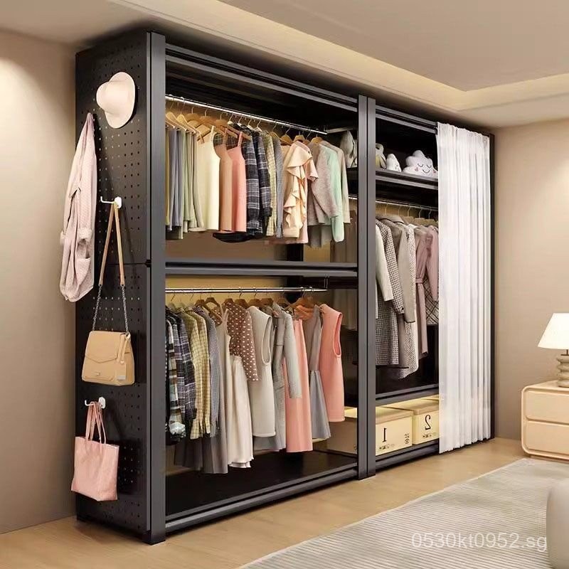 Floor-Standing Open Bedroom Simple Storage Rack Wardrobe Walk-In Closet ...
