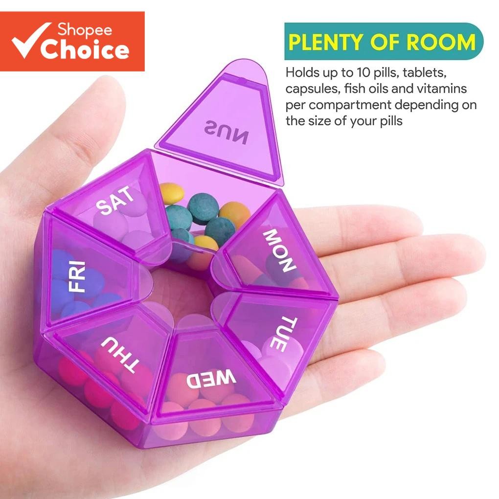 1Pc 7 Grids Pill Case, Plastic 7 Days Candy Box, Portable Storage ...