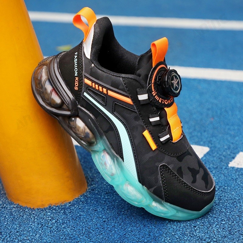ANING ANINGBOY-sepatu sekolah anak laki laki Sepatu olahraga lari warna hitam sol lembut sepatu sneakers dan nyaman Fashion - Gambar 4