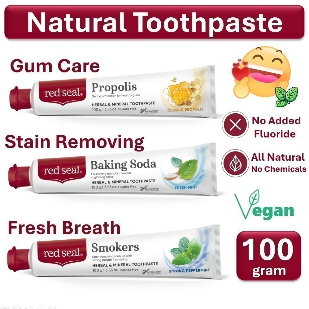 Red Seal Herbal Mineral Toothpaste 100g All Natural No Fluoride Baking ...