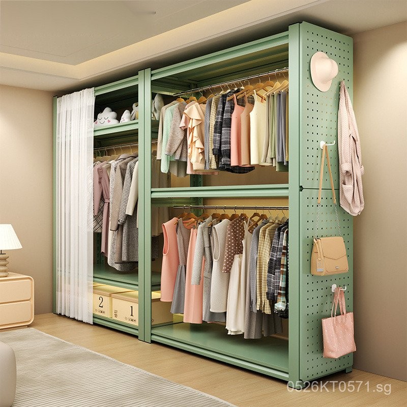 Multi-layer Floor-standing Bookshelf Coat Rack Simple Hanger Wardrobe ...