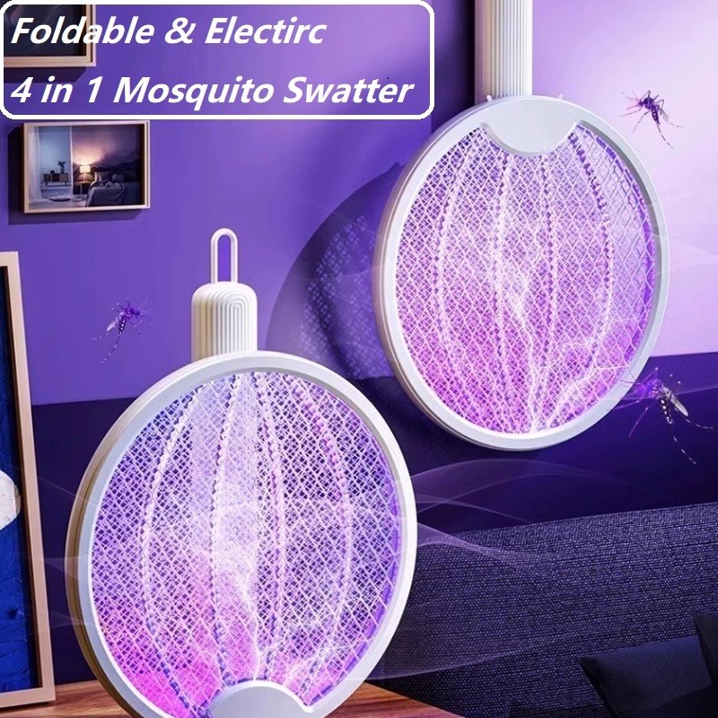 SG Stock Electric Mosquito Racket Rechargeable 4-in-1Mosquito Killer ...