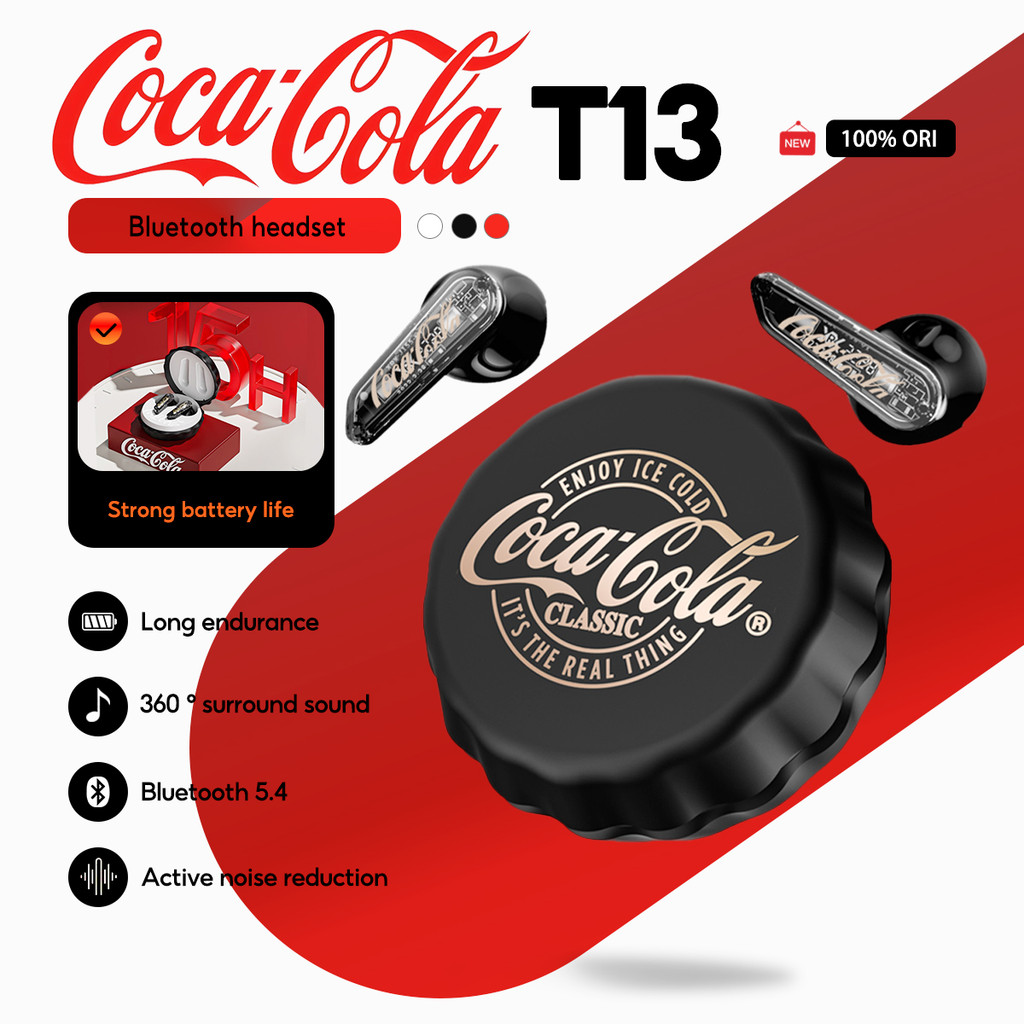 Coca-Cola T13 True Wireless Bluetooth Earbuds Semi-in-ear Design