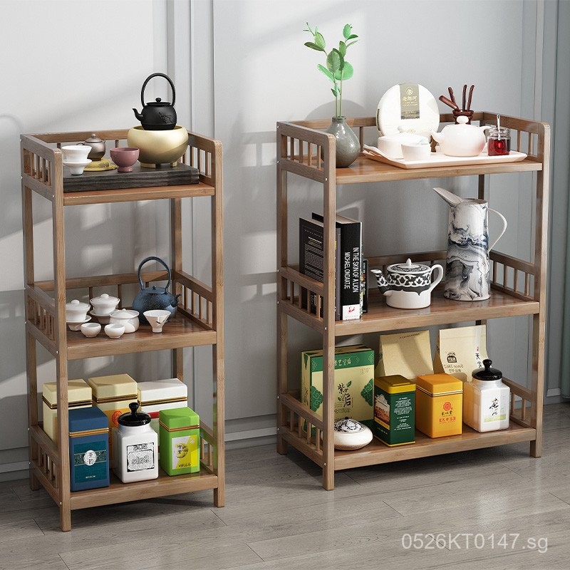 Storage Rack Living Room Tea Cup Multi-layer Bamboo Wood Storage ...