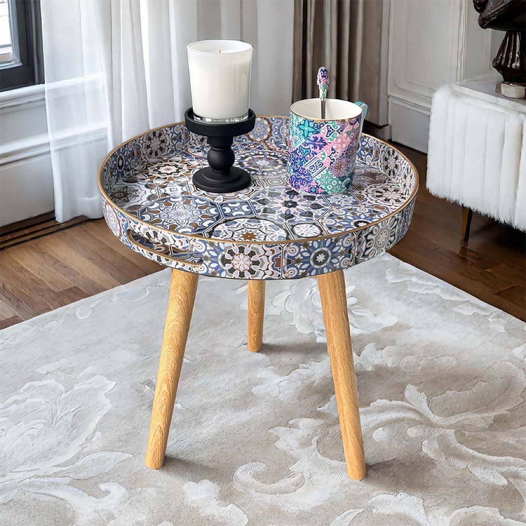 Small Side Table with Detachable Three 40cm Wooden Legs Bohemian Style ...