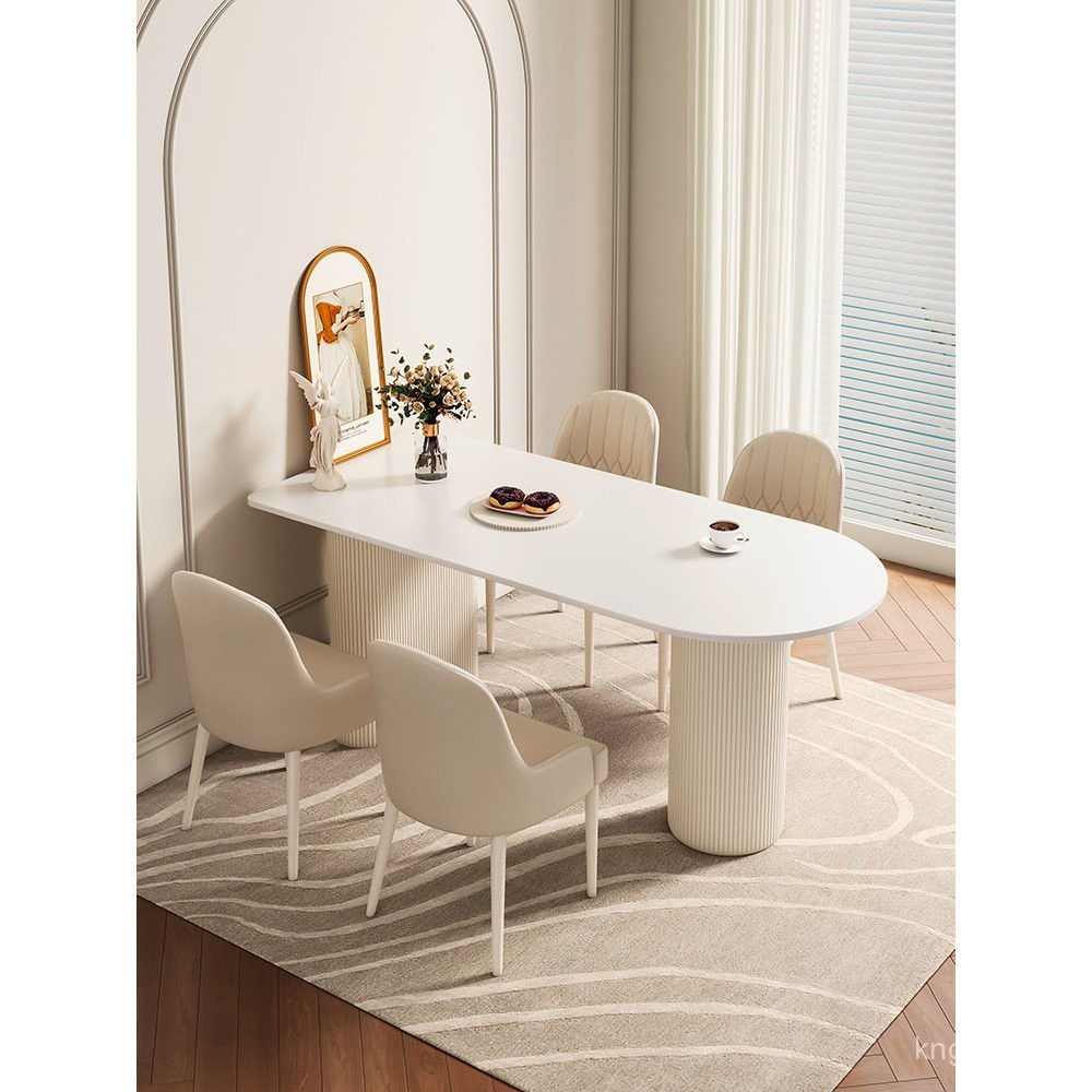Cream Style Rock Slab Dining Table Light Luxury Modern Simple Small ...