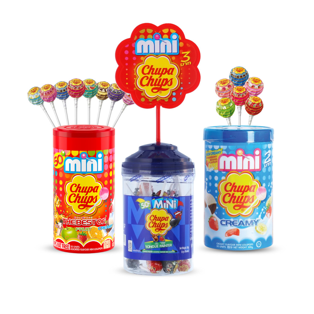 Chupa Chups Mini Lollipop 50/pot (6g x 50pcs) - Assorted Flavors, Sweet ...