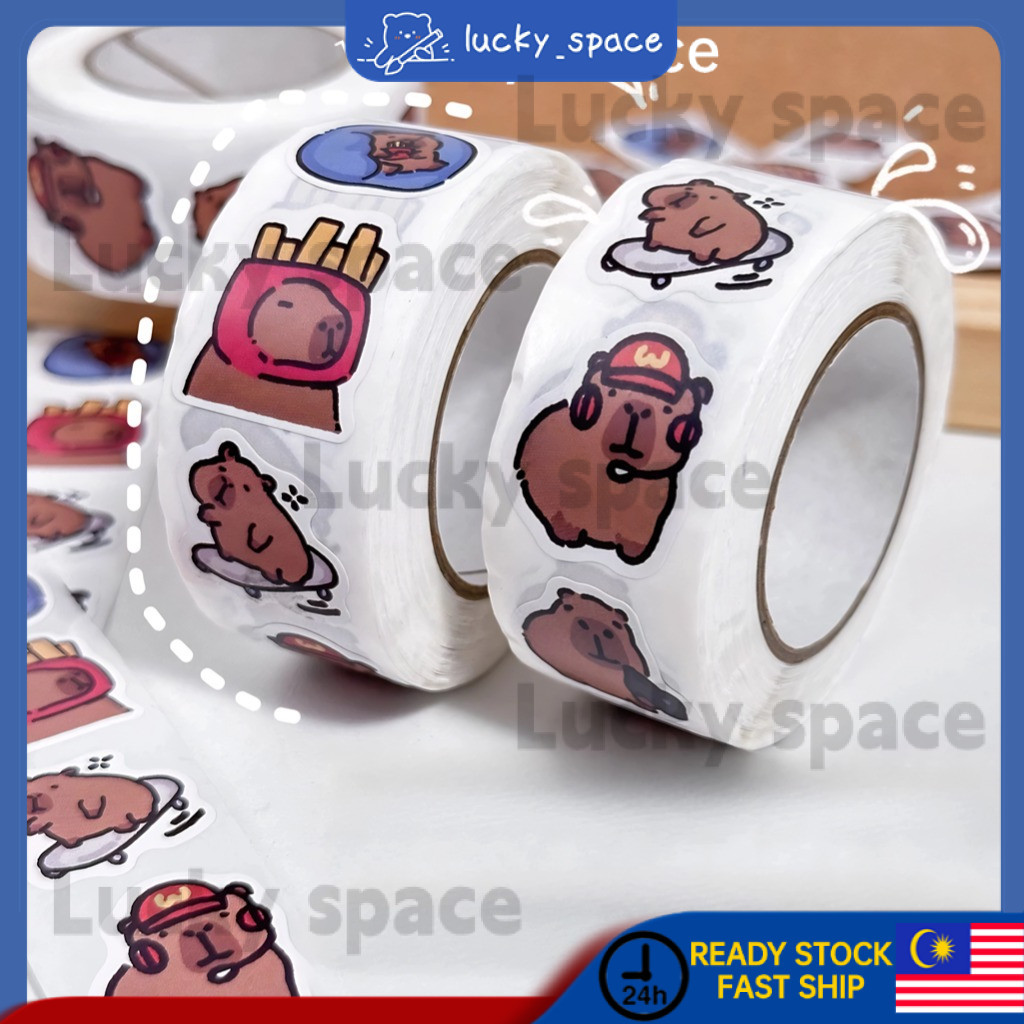 500pcs/Roll Kuromi Capybara Loppy Sealing Sticker Tapes Cartoon Pororo ...