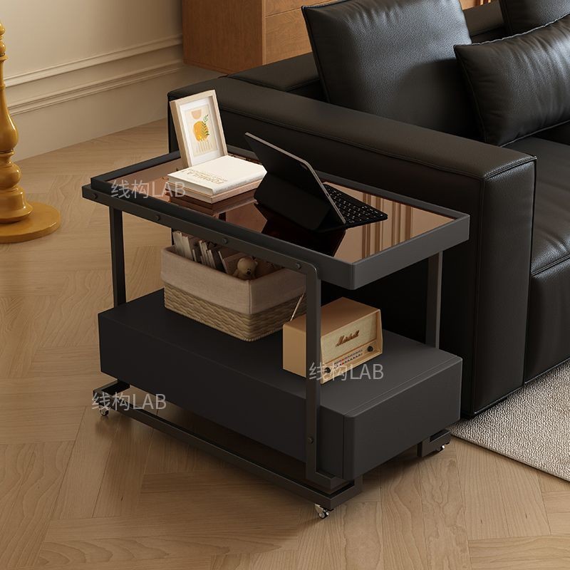 Sofa Side Table with Wheels, Simple Mobile Smart Side Table, Modern ...