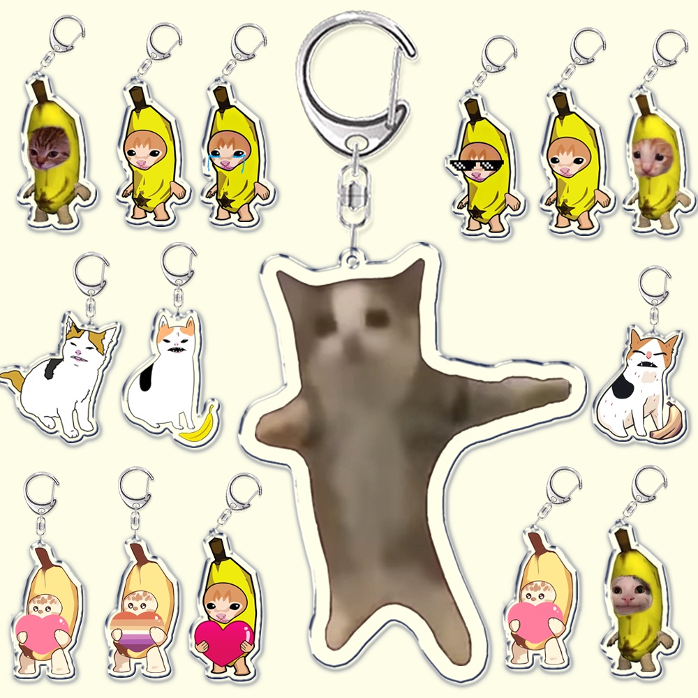 Creative Cat Pendant Keychain Funny Resin Lanyard Small Link Happy