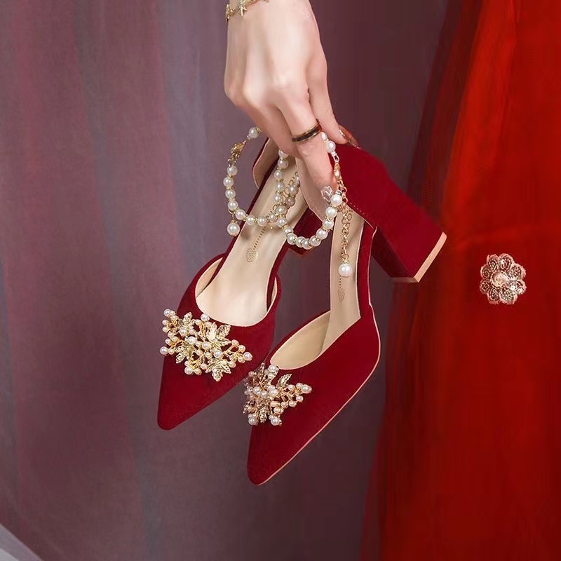 Red hot sale wedding shoes