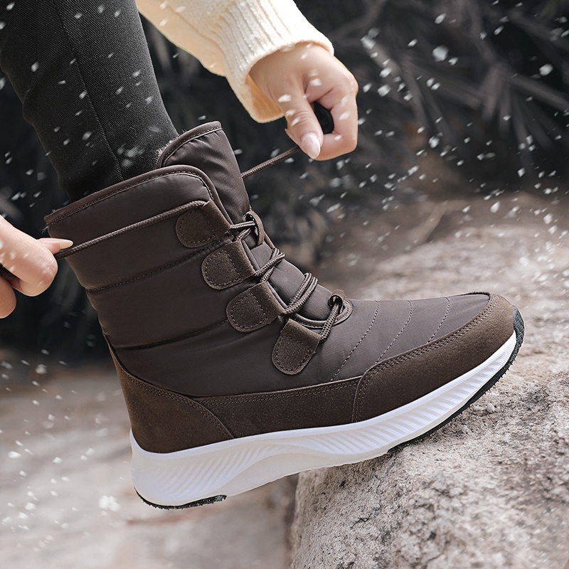 yageyan Mens Snow Boots Winter Warm PU Leather