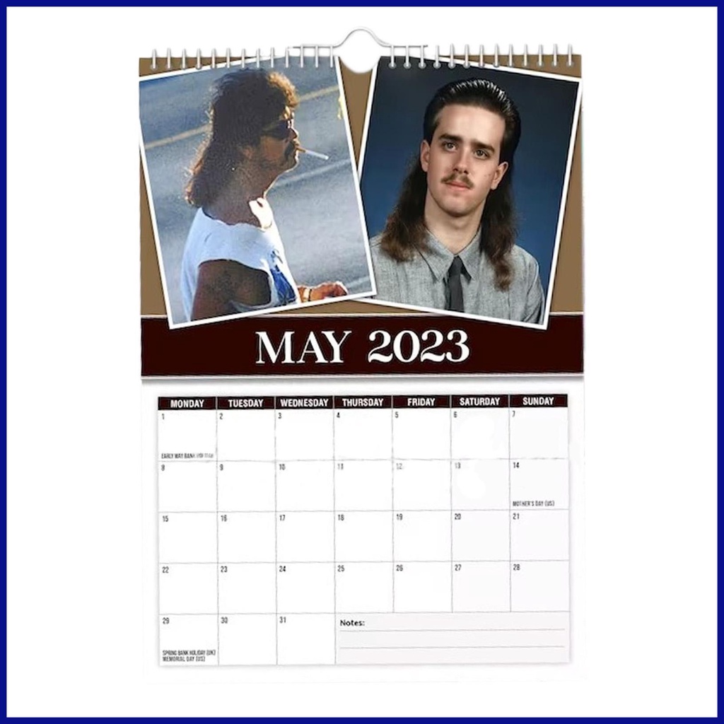 2024 Monthly Wall Calendar World's Greatest Mullets Hairstyle Calendar