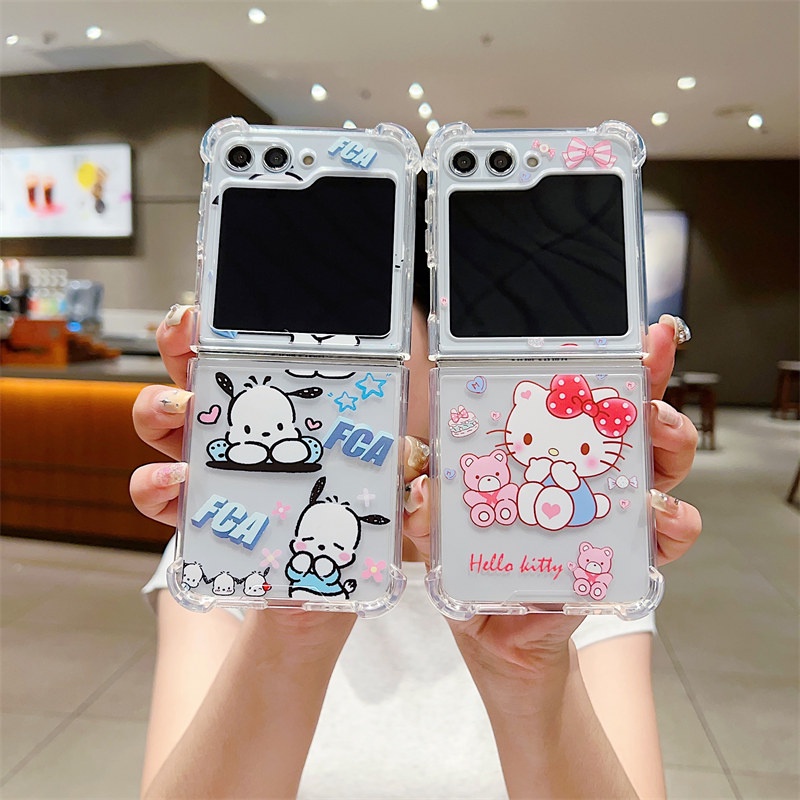 Cute Cartoon Cinnamoroll kitty folding Case For Samsung Galaxy Z Flip 3  Flip4 5G