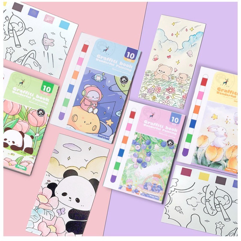 Watercolor Coloring Pad Children's Gouache Doodle Paper Comes with ...