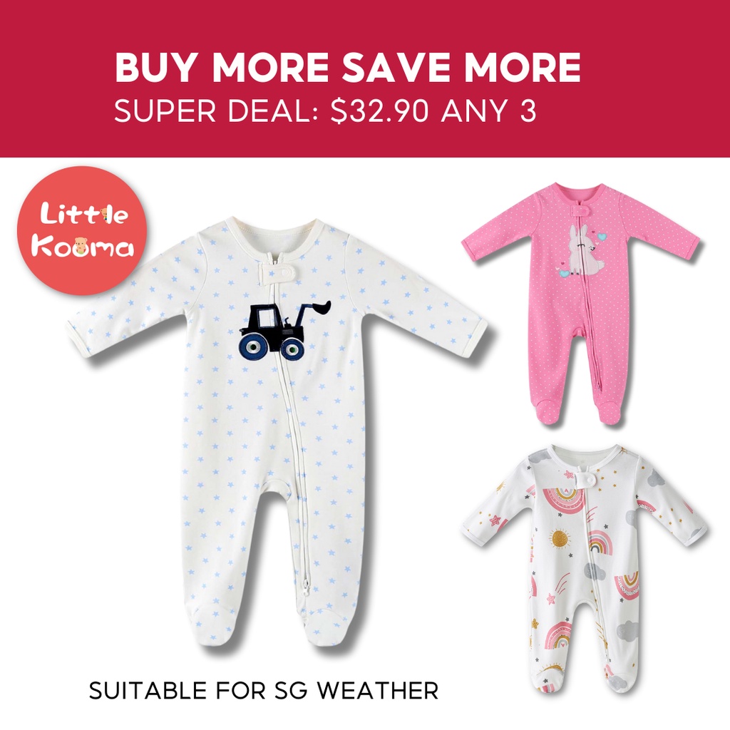 Newborn Baby Bamboo Cotton Sleepsuit Onesie Zip Sleepsuit Feet Covered