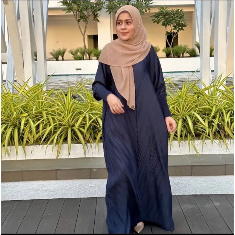 open lace back dress Side Pleated A Line Everyday Abaya Dress 4XL [+$ 5.99] / 54 [+$ 4.99] main image 0