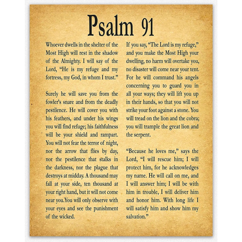 Psalm 91 Wall Art Scripture Wall Decor Bible Verse Home Office Decor