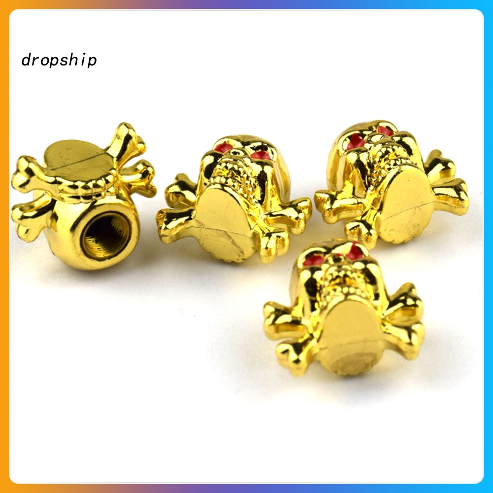 DRO_ 4Pcs Skull Car Vehicle Wheel Tire Air Valve AntiDust Seal Cap