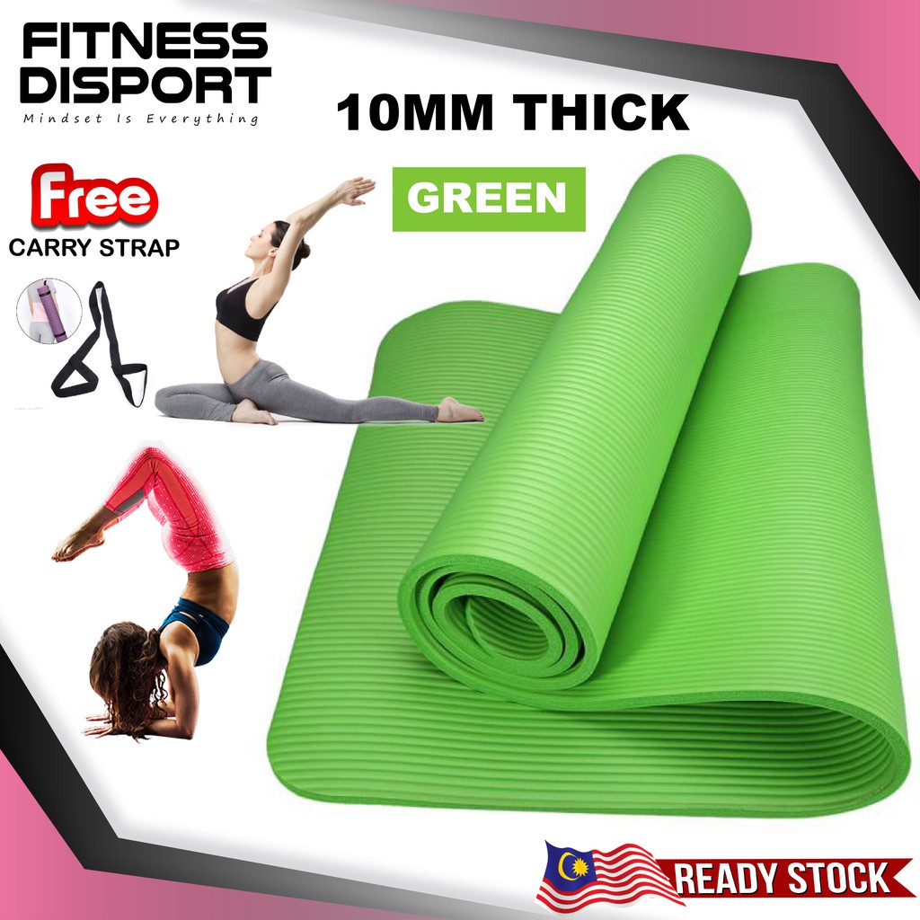 High Quality NBR Yoga Mat 8MM Anti Skid Slip Yoga Mat GREEN FREE STRAP Shopee Singapore