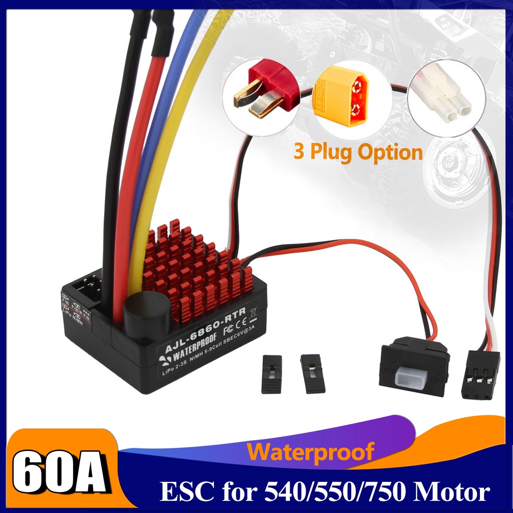 Flyueace 6860 Brushed Esc 60a Waterproof Crawler Speed Controller With Bec Rc Vehicles Cars Boats Tanks Models Parts P 1992348