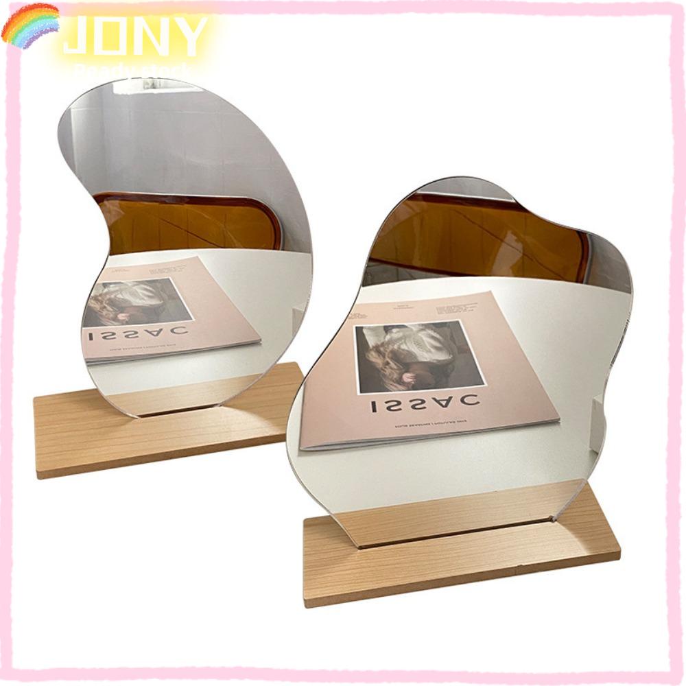 JONYE Makeup Mirror, With Wooden Stand Frameless Irregular Vanity ...