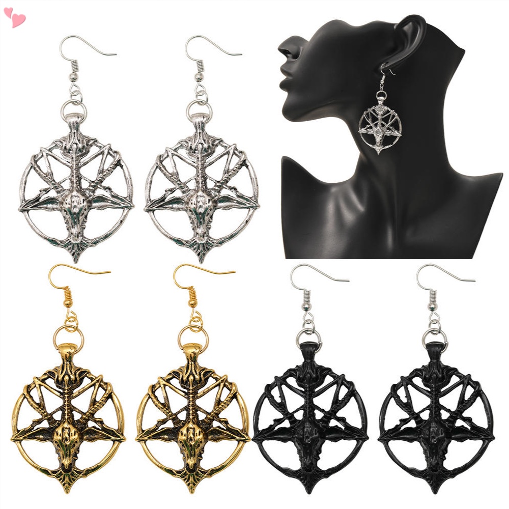Baphomet Goat Head Earrings Devil Satanic Pentagram Dangle Earrings Mysterious Witch Jewelry Gift for Women and Girls Shopee Singapore