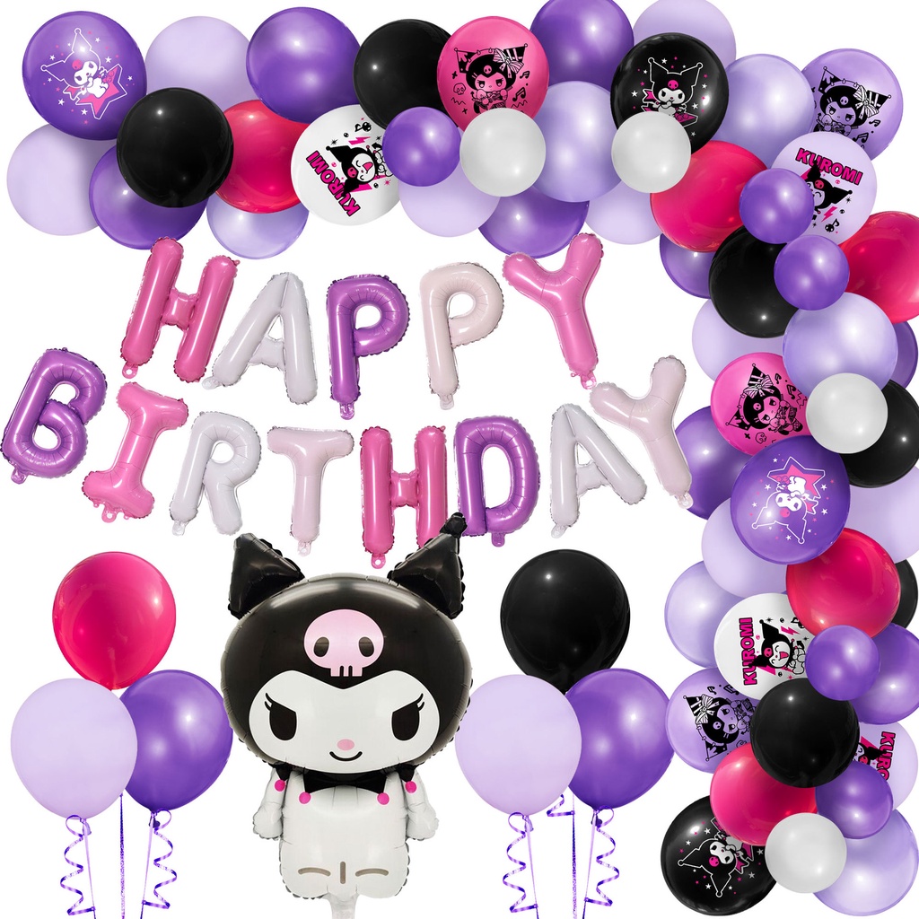 Kuromi Birthday Party Set Latex Balloon Garland Arch Decor With Kuromi Banner Foil Balloons 3262