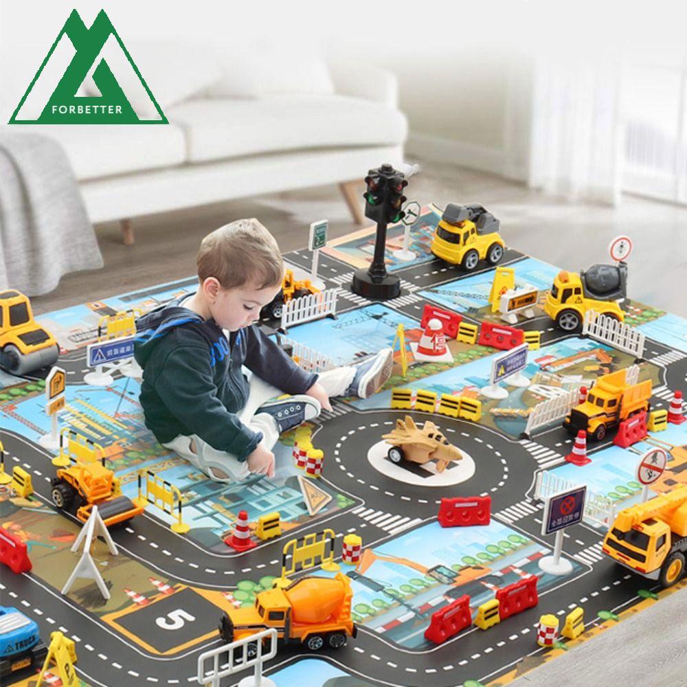 FORBETTER City Parking Lot Roadmap Kids Games City Rug Traffic Car Map ...