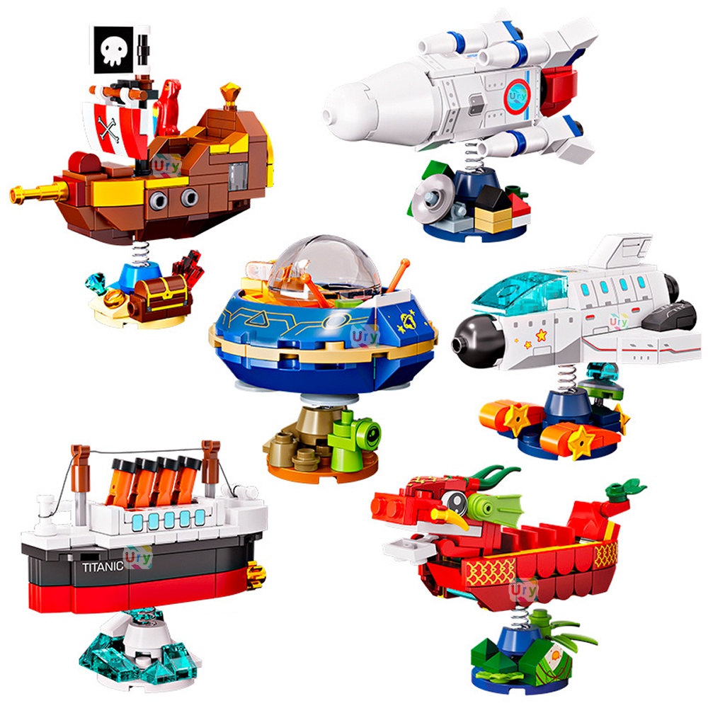 Spring Fishing Dragon Boat Titanic Pirate Ship Ufo Rocket Spacecraft 