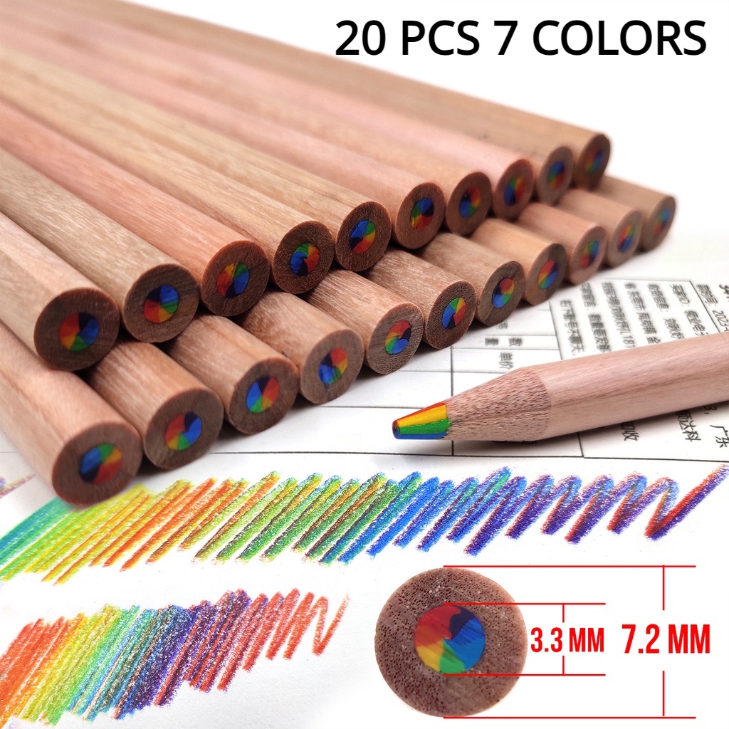 20PCS 7 in 1 Rainbow Pencil Set, Fun Rainbow Colored Pencils for Kids