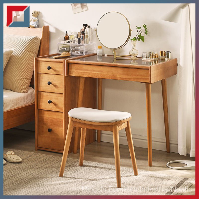 Dressing Table Solid Wood Makeup Table Storage Cabinet Japanese Simple ...