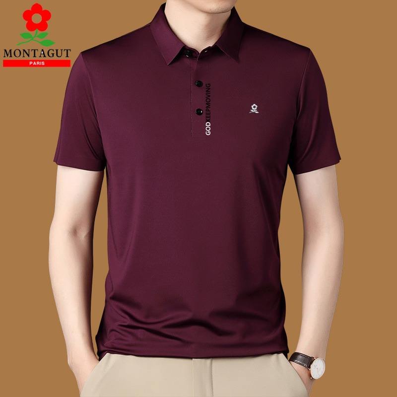 Authentic Montagut 100% mulberry silk men s short-sleeved T-shirt