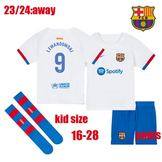 2023-24 Barcelona Home Football Kids Jersey Kits Messi Lewandowski Sports  Shirts Sets For Child With Socks