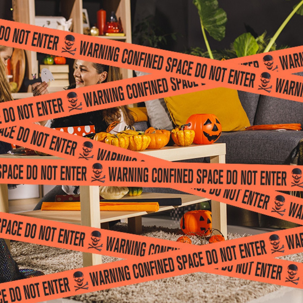4 Types Halloween Warning Tape Signs Banner Halloween Props Window Prop ...