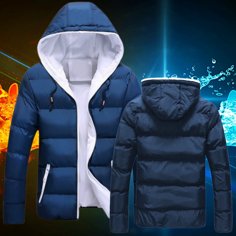 Autumn Winter Men s New Fashion Duck Down Jacket Thick Solid Color Cotton Jacket Shopee Singapore