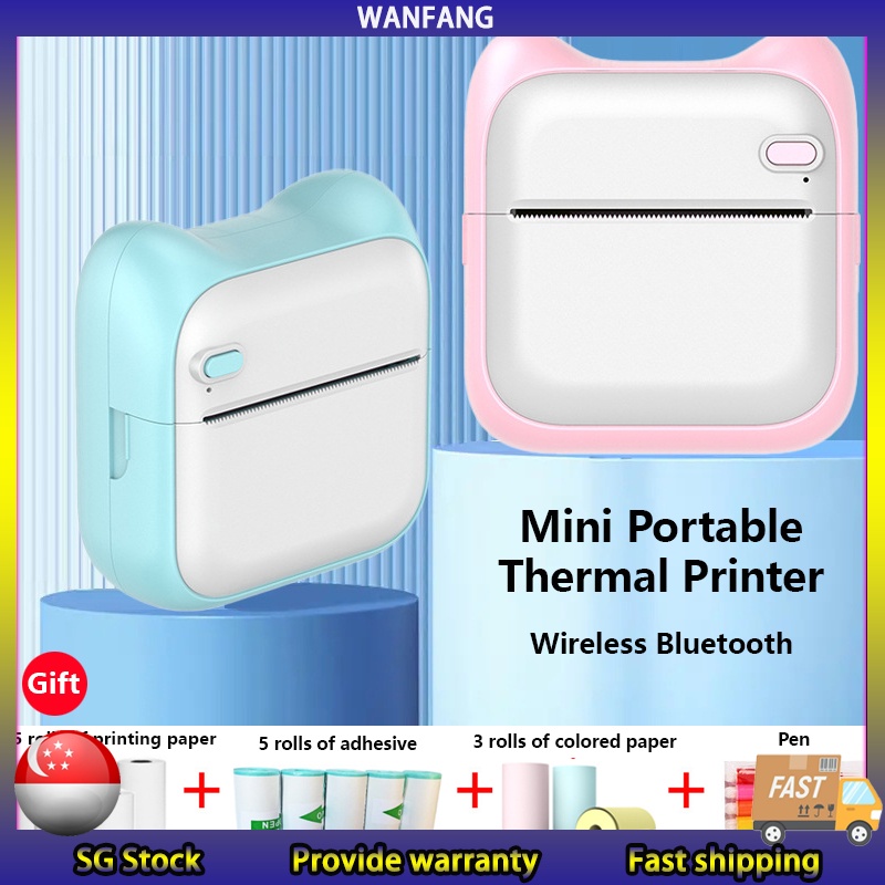 Mini Pocket Printer, Portable Thermal Printer with 3 Rolls