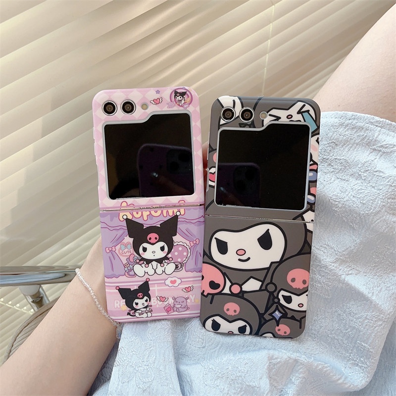 Cartoon Purple Black Kuromi Soft Flip Case For Samsung Galaxy Z Flip 5 